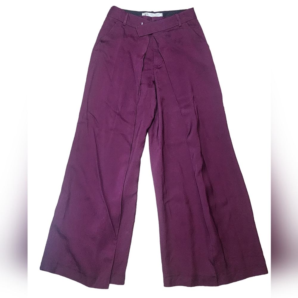 Zara Purple Wide-Leg Trousers